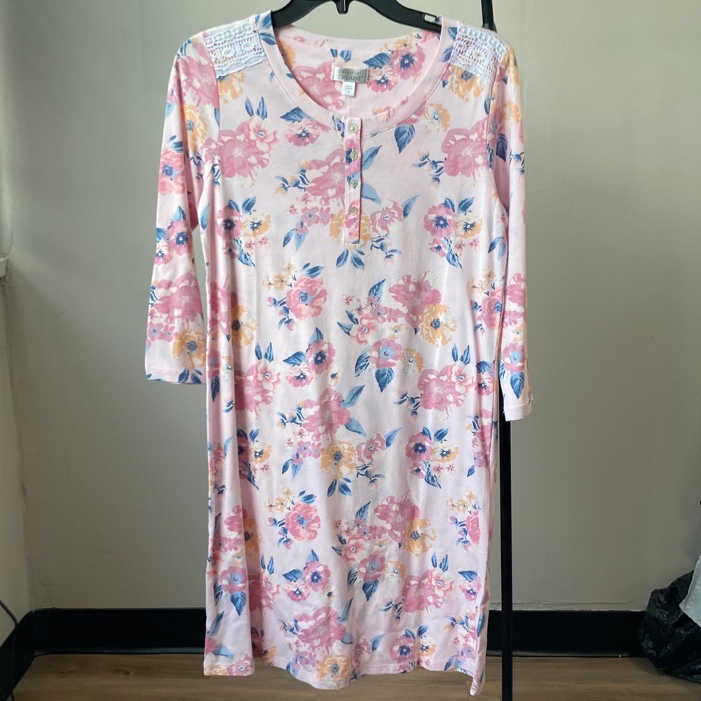 Celestial Dreams floral print nightgown pajama with crochet like detail size S - Picture 13 of 17